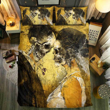 Yi chu xin 3d sugar skull bedding sets king size wedding skull duvet cover set with pillowcase Bedclothes bedline Home textile 2024 - buy cheap