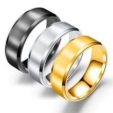 Кольцо из титановой стали 8 мм, мужское золотое/серебряное/черное простое кольцо в простом стиле, гладкие кольца для свадебных пар, бижутерия для мужчин и женщин 2024 - купить недорого