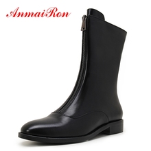 AnmaiRon Round Toe Square Heel Mid-Calf  Booties Botas Mujer Invierno Winter Boots Women  Zapatos De Mujer   Size 34-40 ZYL1510 2024 - buy cheap