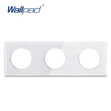 Placa de vidro para interruptor, placa de moldura de vidro branco para interruptor de luz de parede l6 diy triplo 2024 - compre barato