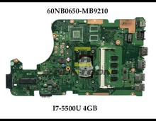 Placa-mãe para laptop asus x555lab, placa principal de alta qualidade, sr23w, 4gb, rams 100% testada 2024 - compre barato