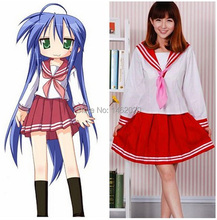 Lucky Star Konata Izumi Cosplay Costume School Uniform Clothes Dress emboitement full set  (Tops + Skirts + Scarf) 2024 - buy cheap