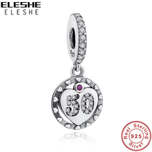 ELESHE Silver Charms Fit Original Bracelet 925 Sterling Silver 50 of Love Dangle Charm with CZ Heart Beads For Jewelry Making 2024 - buy cheap