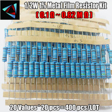 420pcs 1/2W 1% 21Values 0.1-0.91 ohm Metal Film Resistor Assorted Kit Colored Ring Resistor Resistance 2024 - buy cheap