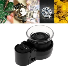Adjustable Loupe Magnifier Jewelry Magnifying Glass 45X Loop LED Focus UV Light 4XFD 2024 - buy cheap