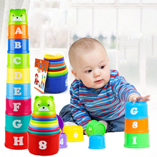 9PCS Bear Stack Tower Cup Educational Baby Toys Figures Folding Tower Funny Piles Cup Letter Toy for Kids Intelligence Baby Toys 2024 - buy cheap