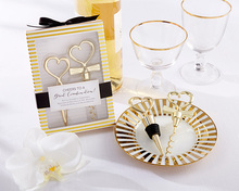 20Pcs/lot=10Sets Wedding Decoration Gift Gold Heart Bottle Stopper and Corkscrew Wine Set Wedding favors and bridal shower favor 2024 - buy cheap