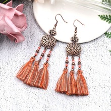 Nepal Boho Vintage Long Drop Earrings Pendientes Thread Tassel Oval Statement Earrings For Women Bohemian Tribal Ethnic Jewelry 2024 - buy cheap