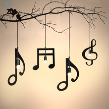 Creative Simple Black Pendant Lights Music Note Iron Pendant Lamps for Bar Restaurant Clothing Store Children Bedroom Decor 2024 - buy cheap