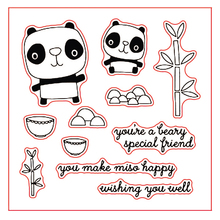 Набор прозрачных силиконовых штампов Happy Pandas для скрапбукинга DIY/фотоальбома, декоративные карты, прозрачные штампы 4x4in 2024 - купить недорого