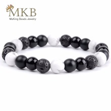 Simple Mujeres Yoga Bracelet Natural Mineral Beads White and Black Combination Bracelets For Women Men Jewelry Handmade Bijoux 2024 - buy cheap