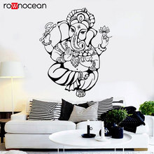 Adesivos de parede de ganesha deus da índia religioso, adesivos de vinil, decoração de casa, mural removível, decalques internos yd52 2024 - compre barato