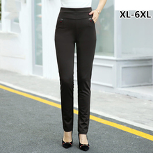 2021 High Quality Women High-waisted Casual Pants Female Plus Size 5XL 6XL Stretch Slim Pants Womens Autumn Winter Black Pants 2024 - buy cheap
