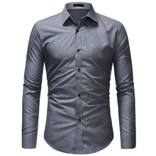 Fashion Casual Business Men Dress Shirt Camisa 2018 Brand New Cotton Shirt Men Long Sleeve Work Social Shirts Male Chemise Homme 2024 - buy cheap