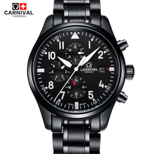 Automatic Watch Men CARNIVAL Pilot Fashion Sport Watch Waterproof Calendar Luminous Mechanical Watches Men Clock Reloj Hombre 2024 - buy cheap