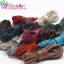 OlingArt 1.5mm 10M/Lot Craft Color Round pearl color Genuine Leather Cord/Wire/ jewelry making DIY necklace Bracelet Cords 2019 2024 - buy cheap