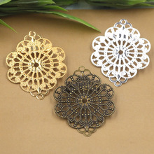 35x45mm Blank Brooches Bases Back Pins Filigree Charms Flower Brooches Settings DIY Findings Multi-color Plated Brass 2024 - buy cheap