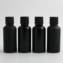Botella de vidrio negro liso esmerilado para aceite esencial, botella con tapa negra de plástico para reactivo líquido, Pipeta con cerradura, 10x50ml 2024 - compra barato