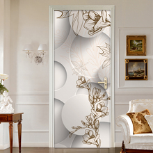 3D Circle Ball Flower Pattern Door Sticker Living Room Bedroom PVC Self-adhesive Waterproof Door Wallpaper Decor Wall Decals 2024 - buy cheap