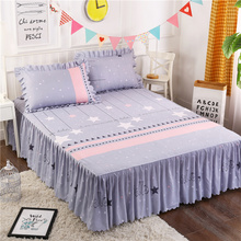 2019 NEW Sanding fabric Bedspread Fitted Sheet Pillowcases Cotton 2/3pcs Pleated Lace Bed Bedding 2024 - buy cheap