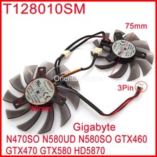 2pcs/Lot T128010SM 75mm 12V 0.2A For Gigabyte N470SO N580UD N580SO GTX460 GTX470 GTX580 HD5870 Graphics Card Fan 2024 - buy cheap