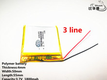 10pcs/lot 3 line Good Qulity 3.7V,1800mAH,405055 Polymer lithium ion / Li-ion battery for TOY,POWER BANK,GPS,mp3,mp4 2024 - buy cheap