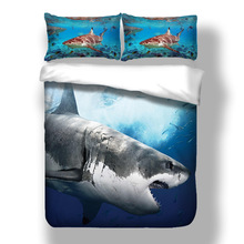 Jogo de cama estampado tubarão 3d, roupa de cama com edredon capa de edredom, queen, king size, único, frete grátis 2024 - compre barato