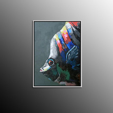 Pintura al óleo de Animal abstracto hecha a mano, lienzo moderno, arte sobre lienzo decorativo, colorido, peces de mar profundo, envío gratis 2024 - compra barato