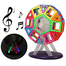 Bloques de construcción de plástico magnéticos para niños, Noria de gran tamaño con luz musical, 46 piezas, regalo de cumpleaños divertido 2024 - compra barato