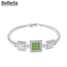 Bebella pulseira aberta de cristal, quadrada, tendência, com cristais de swarovski, joias de moda para mulheres, meninas, presente de natal 2024 - compre barato