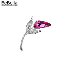 BeBella-broche de flor rosa para mujer, hecho con Elementos Swarovski, para regalo 2024 - compra barato