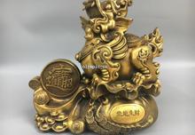 14''Classica Brass Home Fengshui chinese folk Beast Dragon Kylin PiXiu statue 2024 - buy cheap