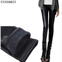 CUHAKCI New Design Black Leather Leggings Thickening Skinny Winter Legging Warm Casual Trousers Women Leggins High Quality 2024 - buy cheap