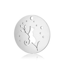 10pcs 316L Stainless Steel Double Side Polished Round Dis Coin Hollow Out Lovely Cat Charm Pendant DIY Jewelry Making Crafts 2024 - buy cheap
