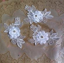 5 Pieces 7*12cm White Lace Appliques Polyester 3D Flower Organza Lace Flowers Embroidered Wedding Dress Lace Motifs Venise Lace 2024 - buy cheap