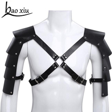Регулируемые мужские подтяжки из искусственной кожи в стиле Харадзюку, с ремнем на плечо, в стиле панк 2024 - купить недорого