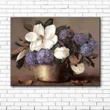 classical purple flowers leaves scenery canvas printings oil painting printed on canvas living room wall art decoration picture 2024 - buy cheap