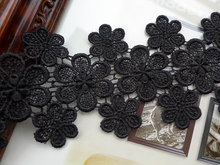 5 Yards Black Venise Lace Trim with Flower Petals Embroidery Bridal Lace Applique Sewing Trim 2024 - buy cheap