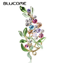 Blucome Flower Brooch For Women Enamel Brooches Jewelry Hijab Pins Austrian Crystal Decorative Garment Dress Accessories Pin 2024 - buy cheap