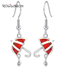 Umbrella deliate style Special Orange Fire Opal Silver Stamped Fashion Jewelry Dangel Drop Earrings for Ladies OE395 2024 - buy cheap