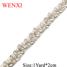 WENXI 10YARDS Hand  Beaded Sewing Bridal diamond Clear Crystal Rhinestone Applique Trim Iron On For bridal Dress Sash WX879 2024 - buy cheap