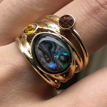 Роскошное разноцветное кольцо с лунным камнем для женщин, креативное многослойное имитационное украшение в Европейском стиле, женская бижутерия 2024 - купить недорого
