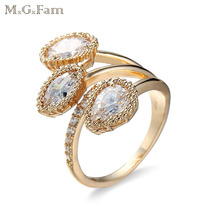 MGFam личные кольца для женщин, вечернее шоу, AAA + кубический цирконий, открытое золото, много в наличии, ювелирные изделия, мода 2024 - купить недорого