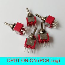10 шт./лот DPDT 6 контактов 2-позиционный миниатюрный Кулисный тумблер с PCB Lug,3A/250VAC,6A/125VAC 2024 - купить недорого