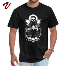 Camiseta masculina satânica jesus, camiseta fitness de 100% algodão com o diabo da caveira, roupas para o verão 2024 - compre barato