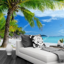 Custom 3D photo wallpaper,Palm Beach Aegean Sea murals for the living room bedroom TV background wall waterproof papel de parede 2024 - buy cheap