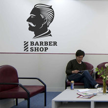 Calcomanías de pared para barbería, cartel de cara de hombre, pegatina de pared para barbería, decoración de ventana de vinilo, murales de peluquería, papel tapiz Interior A146 2024 - compra barato