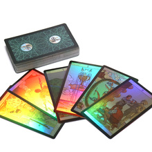 Cartas de Tarot Shine Waite para niñas, juego de cartas de Tarot holográficas, adivinación del destino con palabras en inglés, español y francés, nueva visión 2024 - compra barato