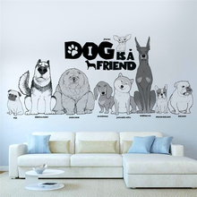 Наклейки на стену «dog is a friend», домашний декор для гостиной, детской комнаты, Мультяшные, настенные наклейки с животными, самодельные, настенные, съемные плакаты из ПВХ 2024 - купить недорого
