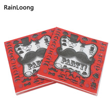 RainLoong-servilletas de papel con estampado de bigote y barba, pañuelos de decoración, 33x33cm, 1 paquete (20 unidades por paquete) 2024 - compra barato
